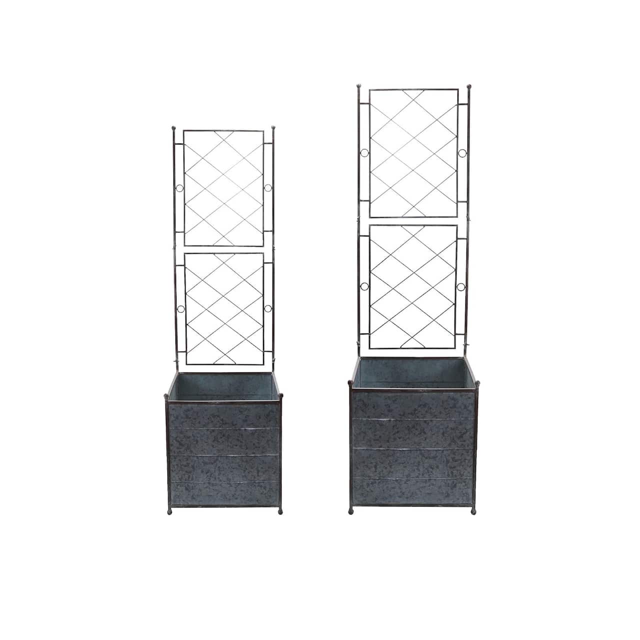 Hello Honey® Galvanized Metal Planters with Trellis, 2ct.